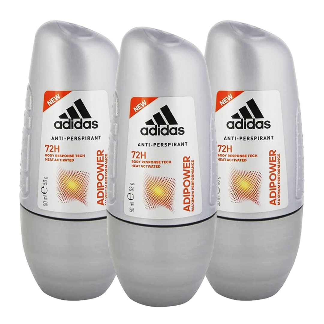 Adidas Adipower 72H Anti-Perspirant Roll-On Deodorant For Him - Pack Of 3 - Beirut Free Zone