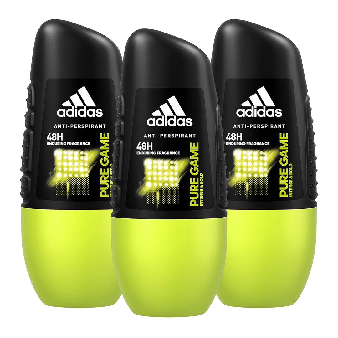 Adidas Pure Game 48H Anti-Perspirant Roll-On Deodorant For Him - Pack Of 3 - Beirut Free Zone
