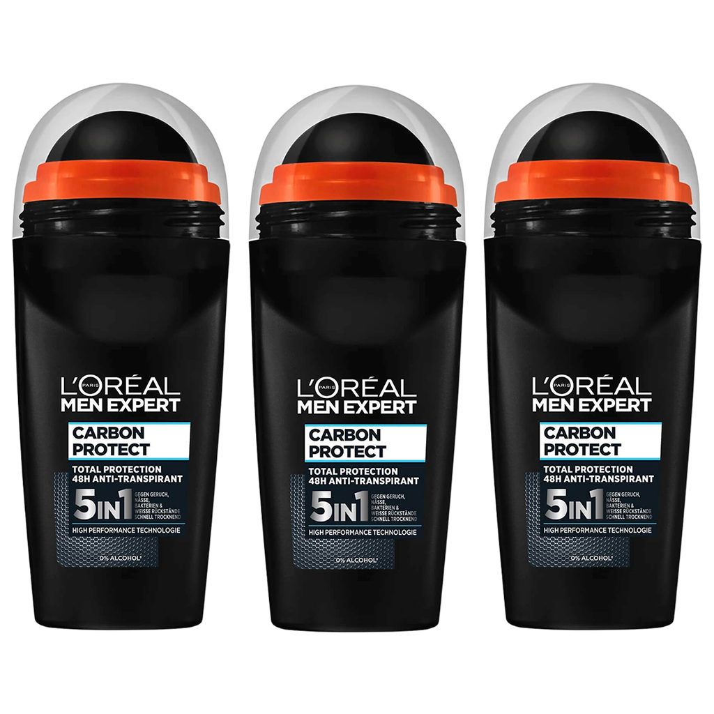 Loreal Men Expert Carbon Protect 48H Roll On Deodorant For Men - Pack of 3