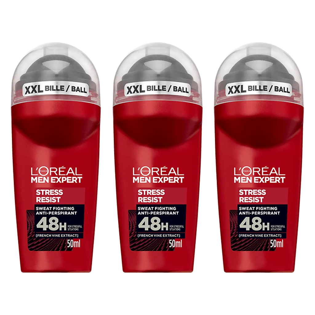 Loreal Men Expert Stress Resist 48H Roll On Deodorant For Men - Pack of 3