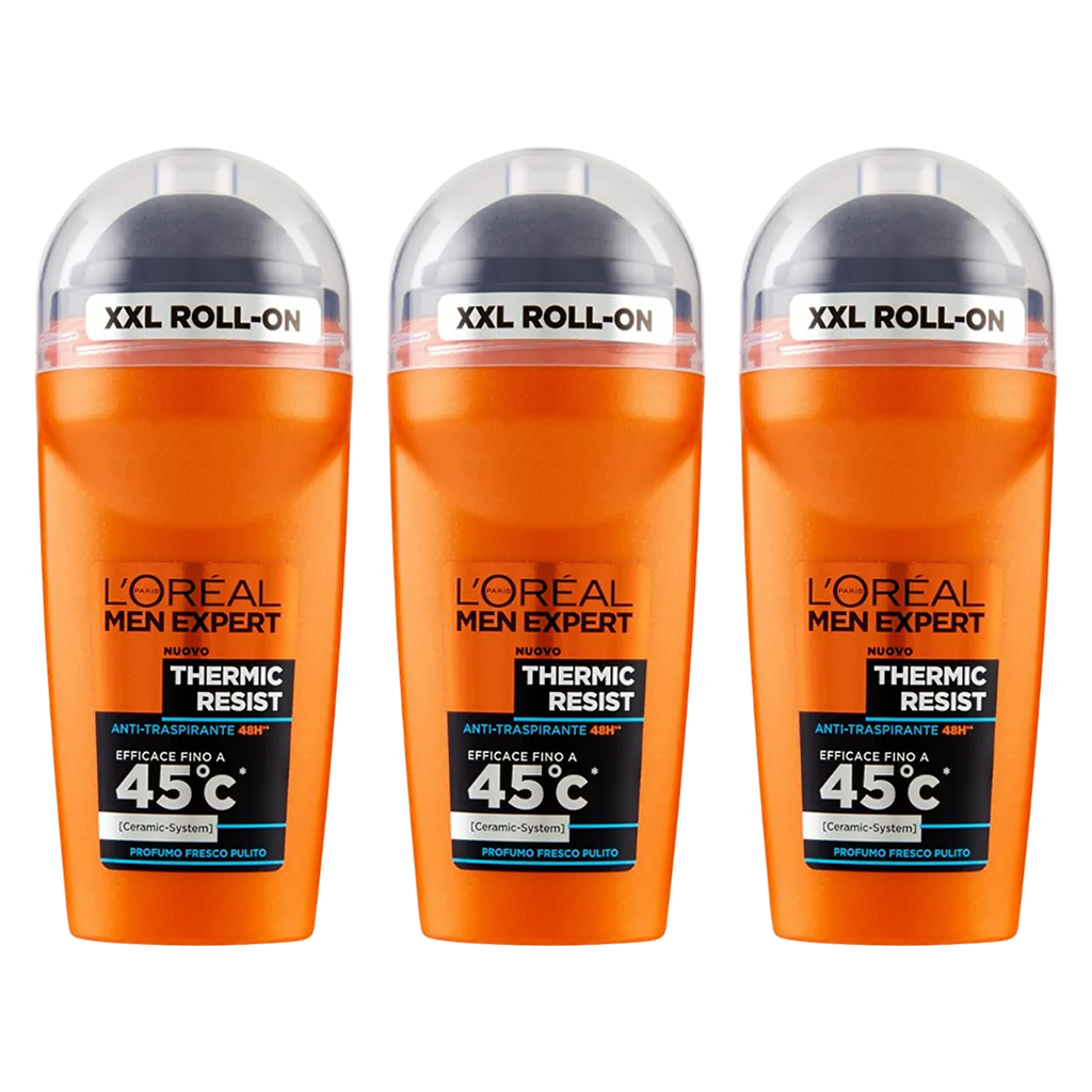 Loreal Men Expert Thermic Resist 45° Roll On Deodorant For Men - Pack of 3