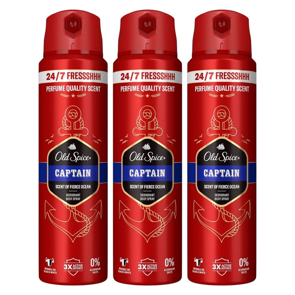 Old Spice Captain Deodorant Spray Pour Homme - Pack of 3