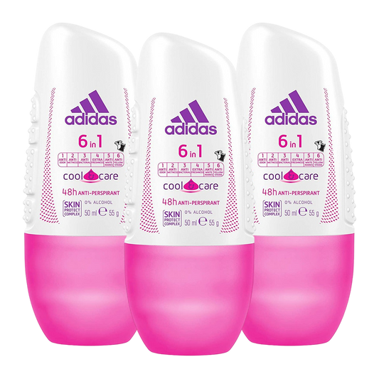 Adidas 6in1 48H Anti-Perspirant Cool & Care Roll-On Deodorant For Her - Pack Of 3 - Beirut Free Zone