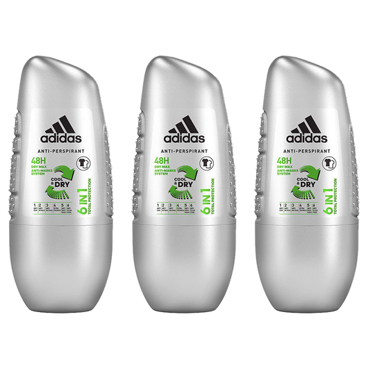 Adidas 6in1 Cool & Dry Roll-On Deodorant For Him - Pack Of 3