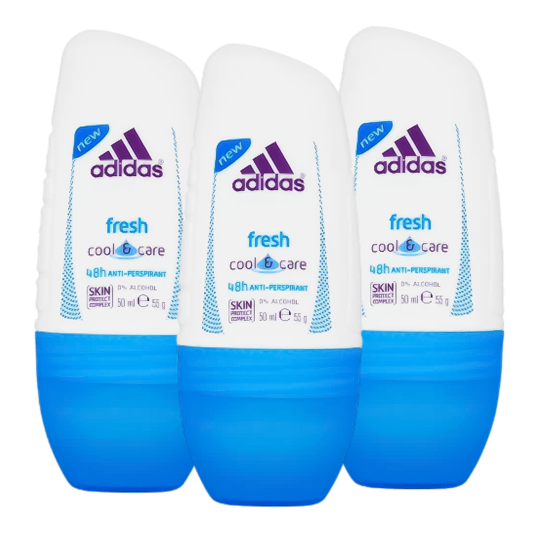 Adidas Fresh Cool & Care 48H Anti-Perspirant Roll-On Deodorant For Her - Pack Of 3 - Beirut Free Zone