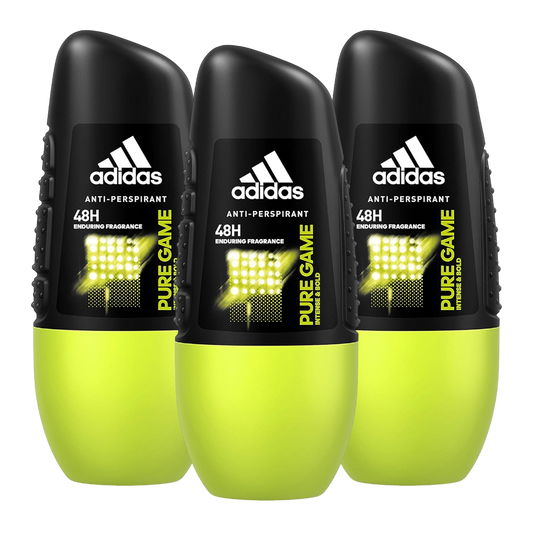 Adidas Pure Game 48H Anti-Perspirant Roll-On Deodorant For Him - Pack Of 3 - Beirut Free Zone