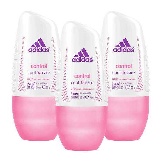 Adidas Control Cool & Care 48H Anti-Perspirant Roll On For Her  - Pack Of 3 - Beirut Free Zone