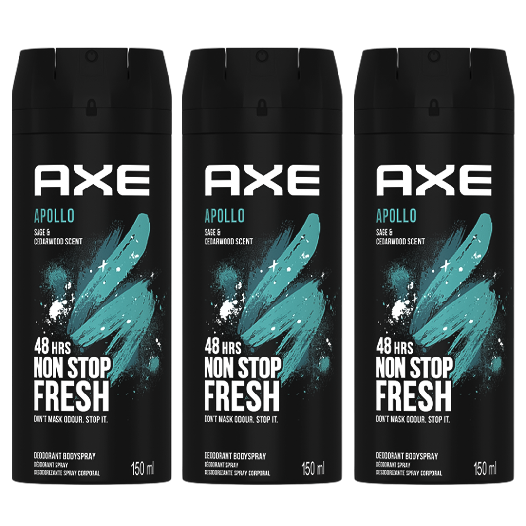 Axe Apollo 48H Non Stop Fresh Spray Deodorant For Him - Pack Of 3 - Beirut Free Zone