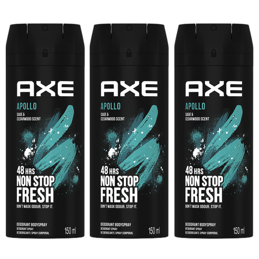 Axe Apollo 48H Non Stop Fresh Spray Deodorant For Him - Pack Of 3 - Beirut Free Zone