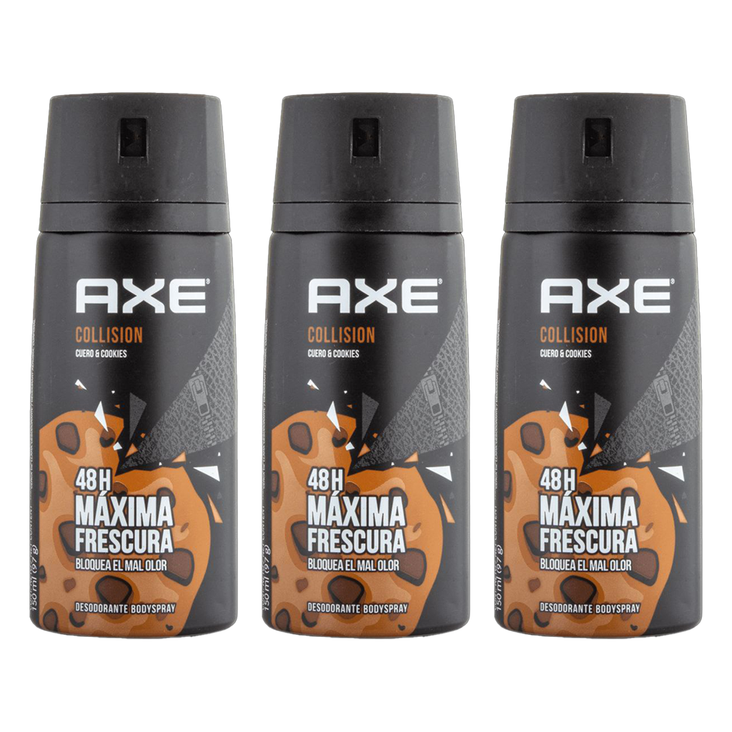 Axe Collision Cuero & Cookies Spray Deodorant For Him - Pack of 3