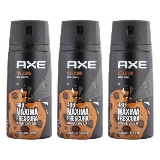 Axe Collision Cuero & Cookies Spray Deodorant For Him - Pack of 3