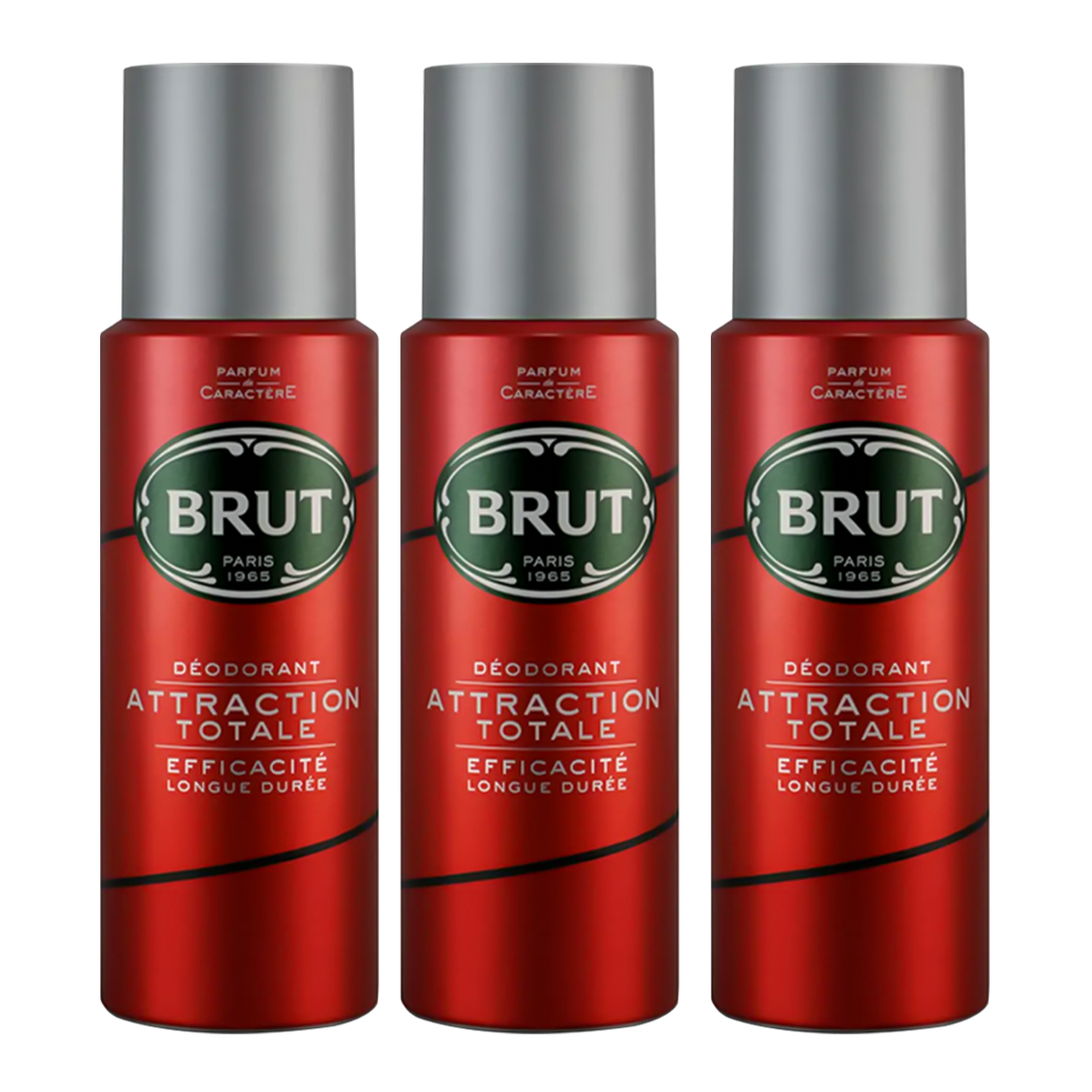 Brut Attraction Totale Spray Deodorant For Him - Pack Of 3 - Beirut Free Zone