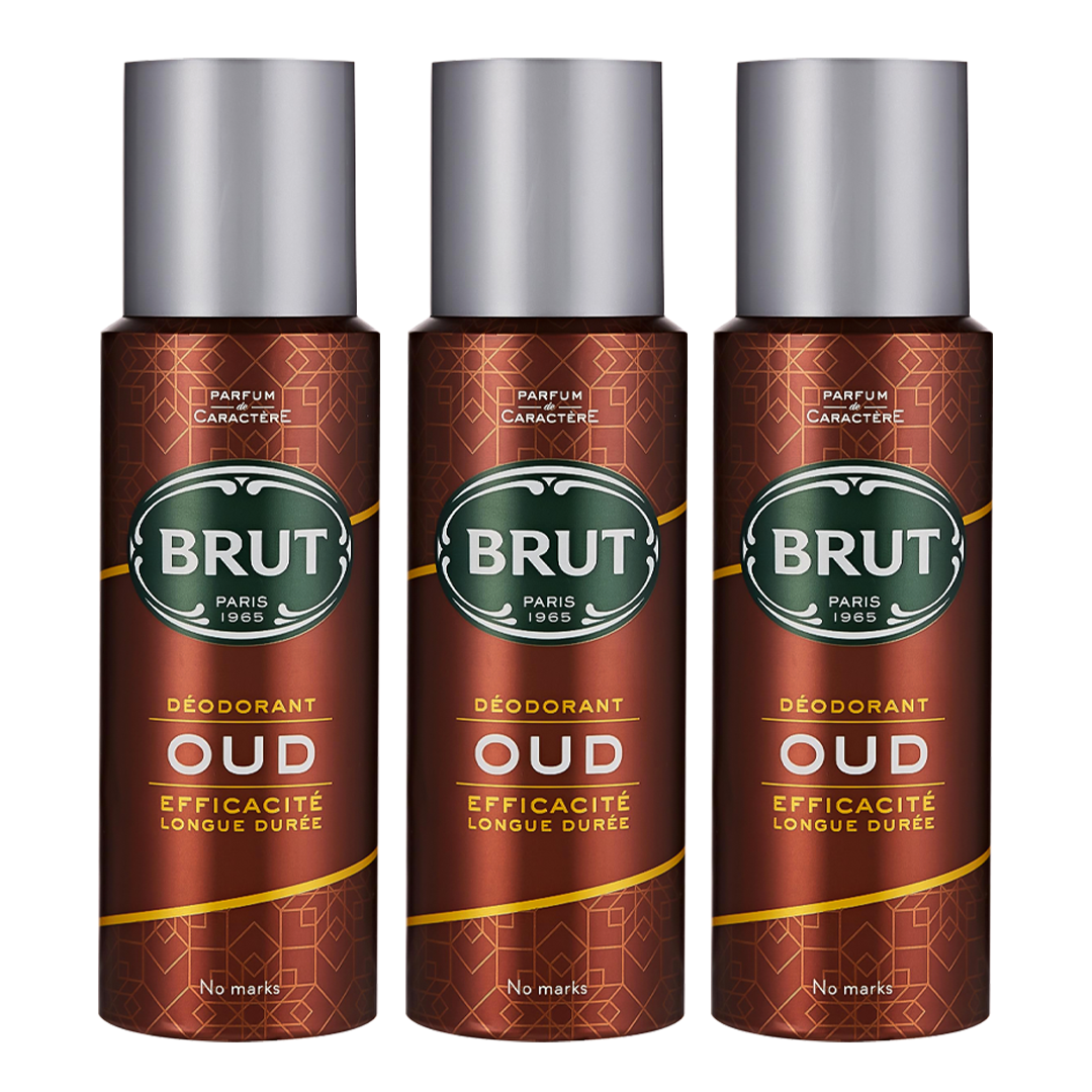Brut Oud Spray Deodorant For Him - Pack Of 3 - Beirut Free Zone