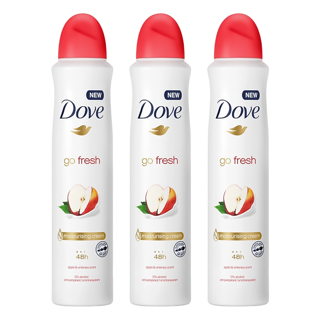 Dove Go Fresh Apple & White Tea 48H Anti-Perspirant Spray Deodorant For Her - Pack Of 3 - Beirut Free Zone