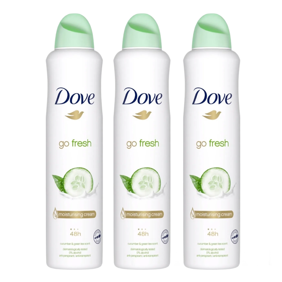 Dove Go Fresh Cucumber & Green Tea 48H Anti-Perspirant Spray Deodorant For Her - Pack Of 3 - Beirut Free Zone