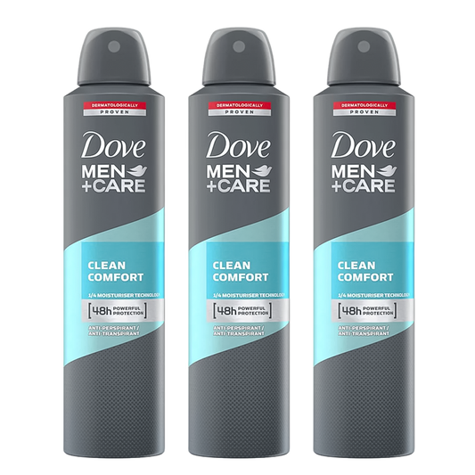 Dove Men + Care Clean Comfort 48H Anti-Perspirant Spray Deodorant For Him - Pack Of 3 - Beirut Free Zone