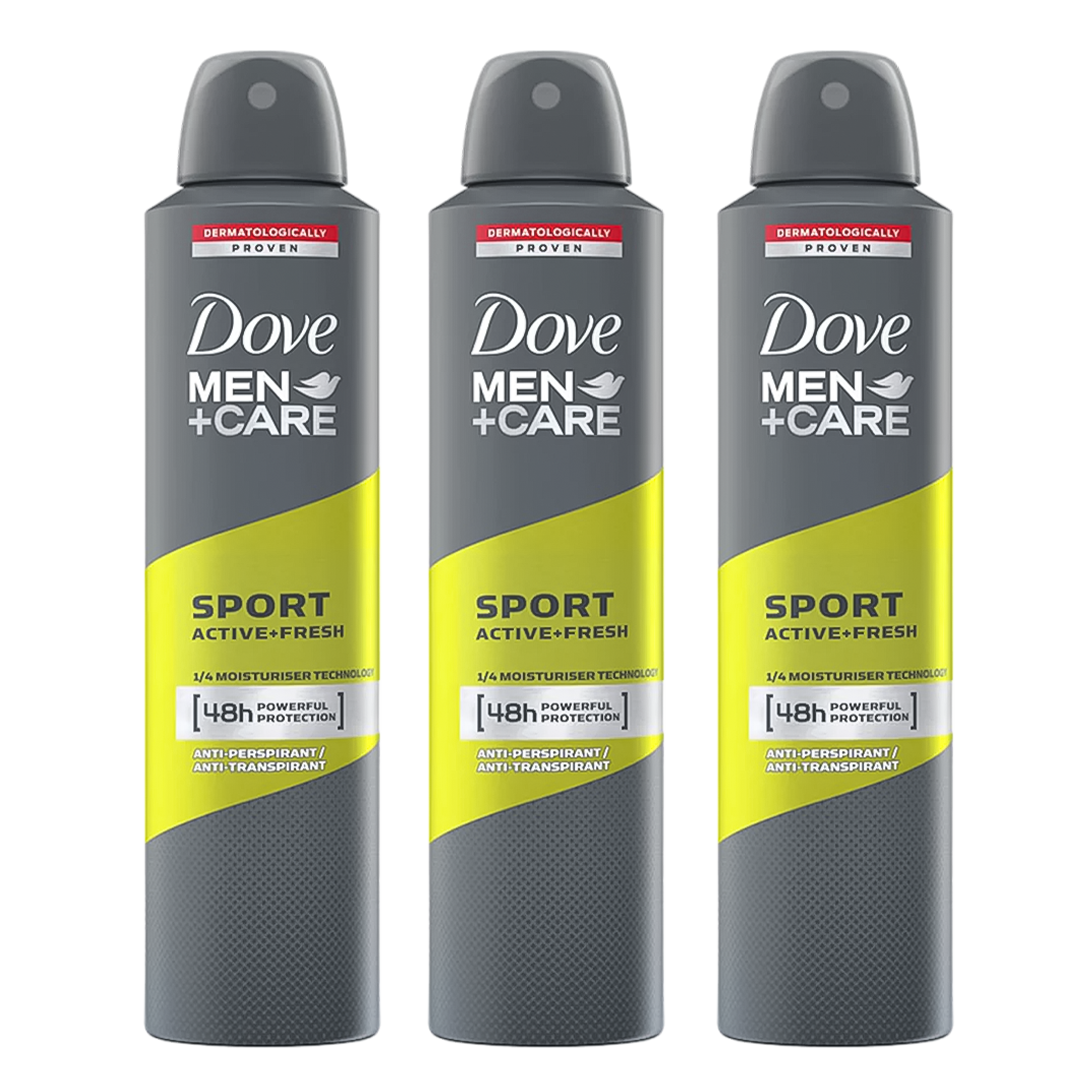 Dove Men + Care Sport Active+Fresh 48H Anti-Perspirant Spray Deodorant For Him - Pack Of 3 - Beirut Free Zone