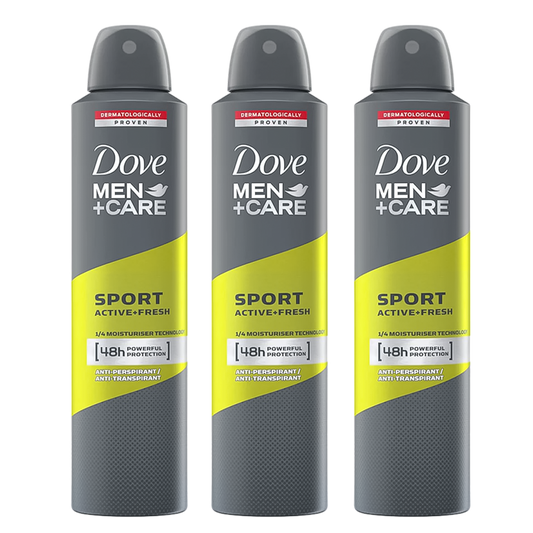 Dove Men + Care Sport Active+Fresh 48H Anti-Perspirant Spray Deodorant For Him - Pack Of 3 - Beirut Free Zone