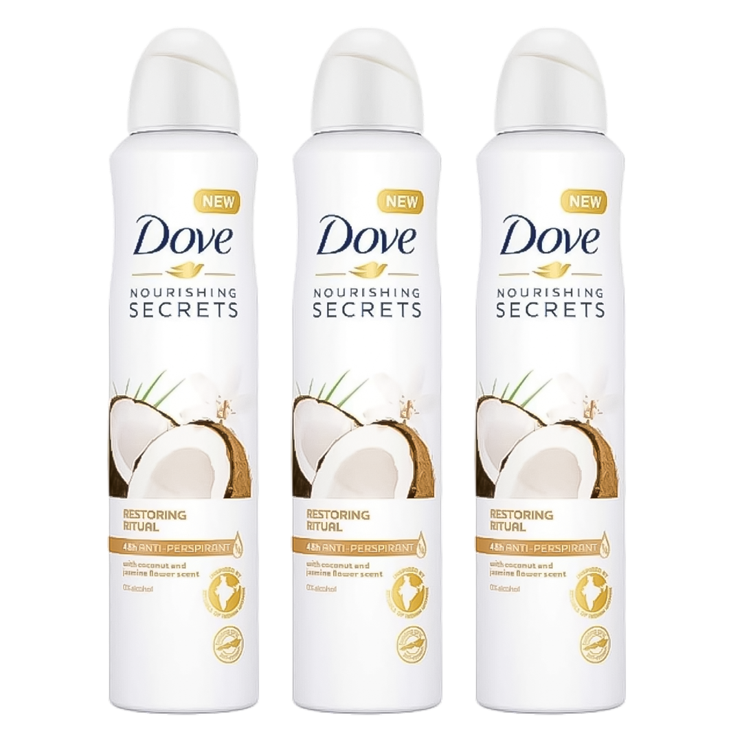 Dove Nourishing Secrets Coconut & Jasmine Flower 48H Anti-Perspirant Spray Deodorant For Her - Pack Of 3 - Beirut Free Zone