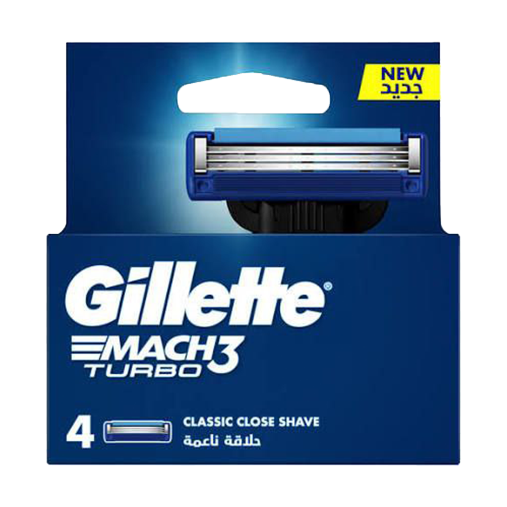 Gillette Mach 3 Turbo 3D Extra Replacement Blade - 4Pcs