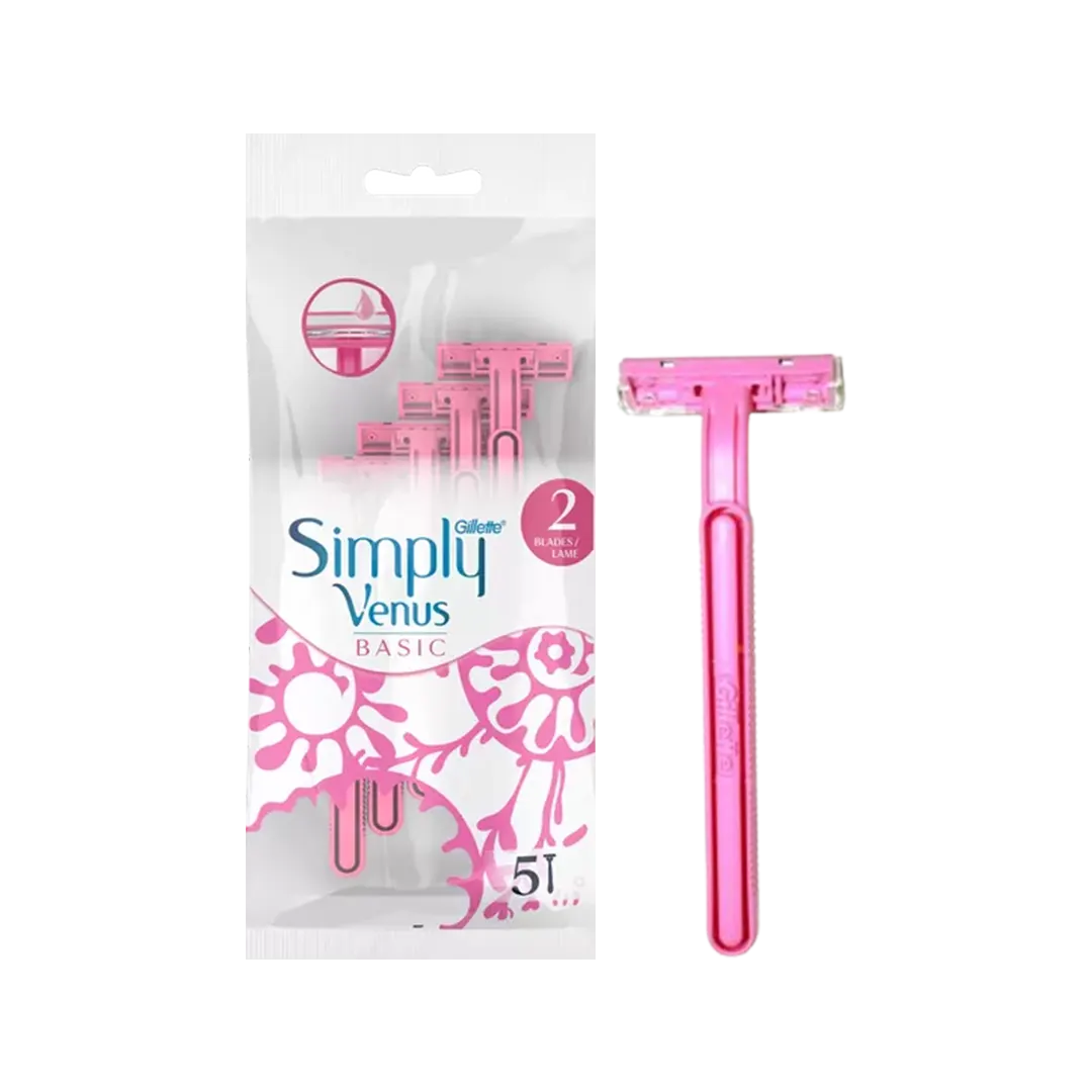 Gillette Simply Venus Basic Disposable Razors For Women - 5Pcs