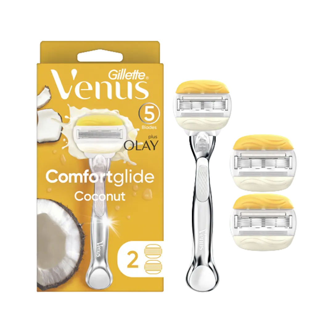 Gillette Venus ComfortGlide Coconut With Olay Razor Handle With 2 Extra Blades - 3Pcs