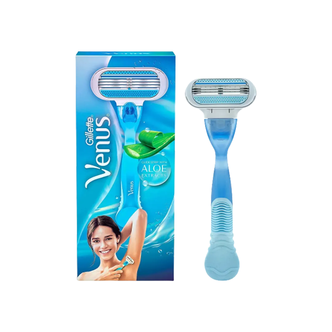 Gillette Venus Glide Strip With Aloe Extracts Handle With 1 Extra Blade - 2Pcs