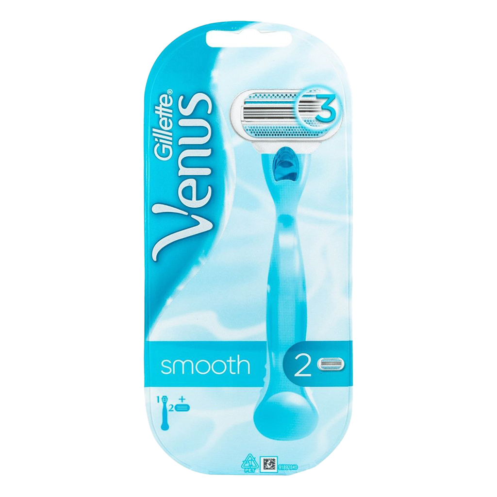 Gillette Venus Smooth Razor Handle With 2 Extra Blades - 3Pcs