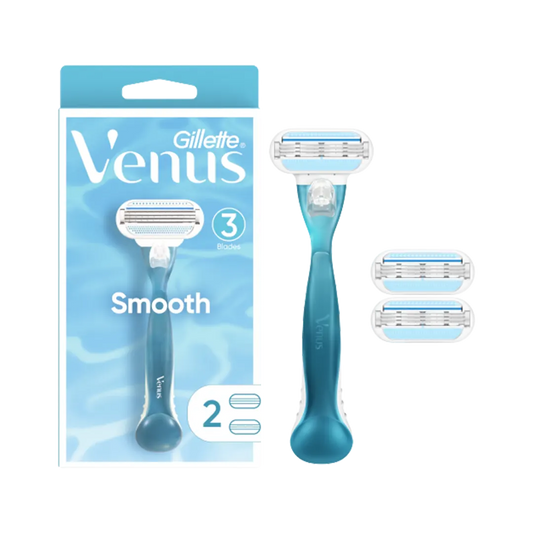 Gillette Venus Smooth Razor Handle With 2 Extra Blades - 3Pcs