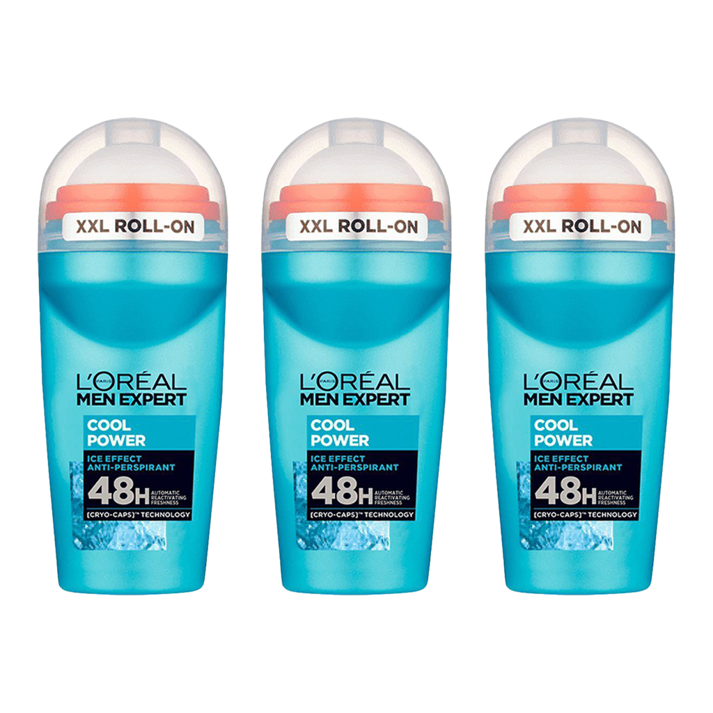 Loreal Men Expert Cool Power 48H Roll On Deodorant For Men - Pack of 3