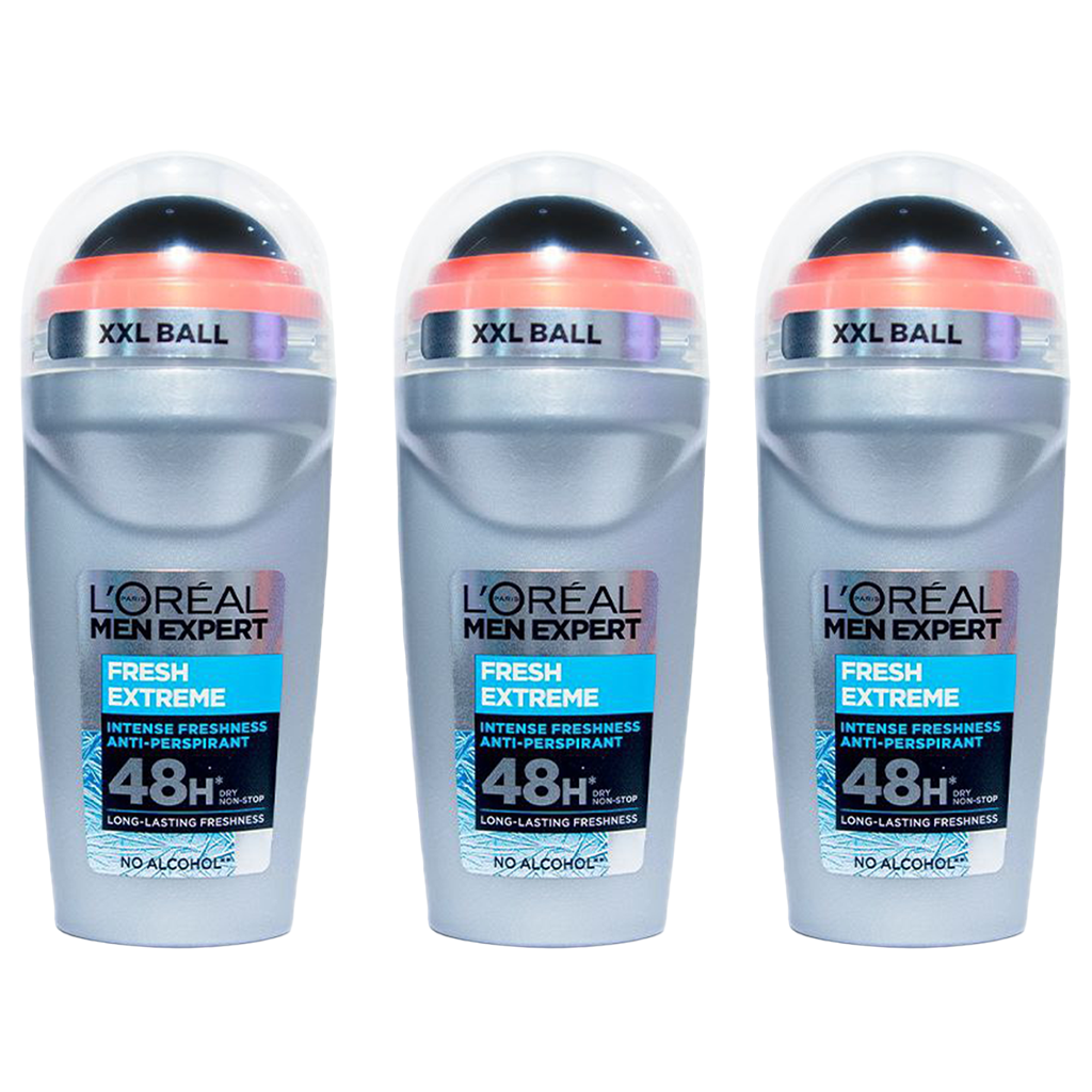 Loreal Men Expert Fresh Extreme 48H Roll On Deodorant For Men - Pack of 3