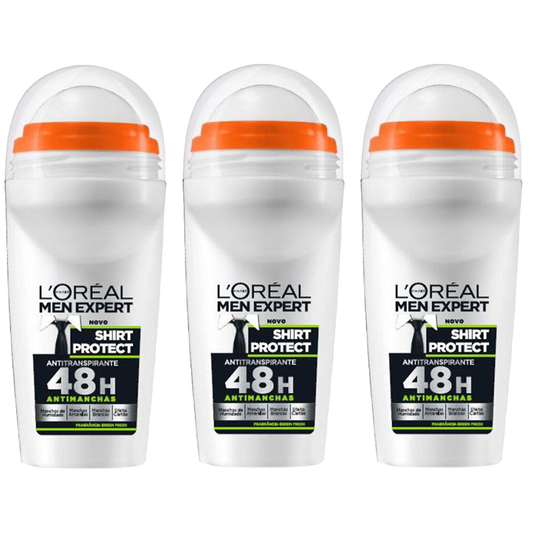Loreal Men Expert Shirt Protect 48H Roll On Deodorant For Men - Pack of 3