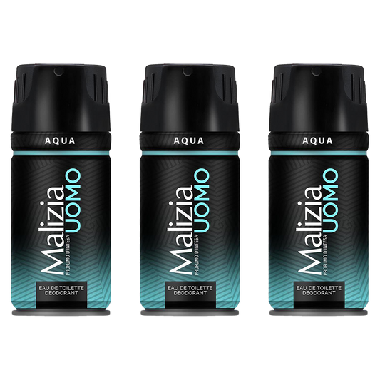 Malizia Uomo Aqua Eau De Toilette Deodorant Pour Homme - Pack of 3