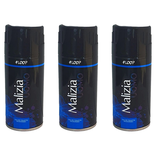 Malizia Uomo Loop Eau De Toilette Deodorant Pour Homme - Pack of 3
