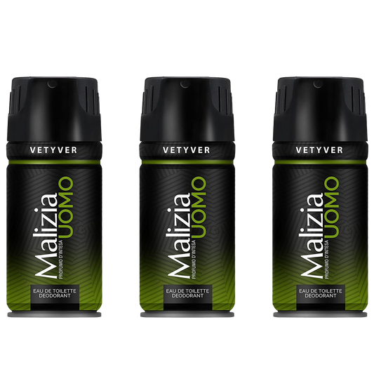Malizia Uomo Vetyver Eau De Toilette Pour Homme - Pack of 3