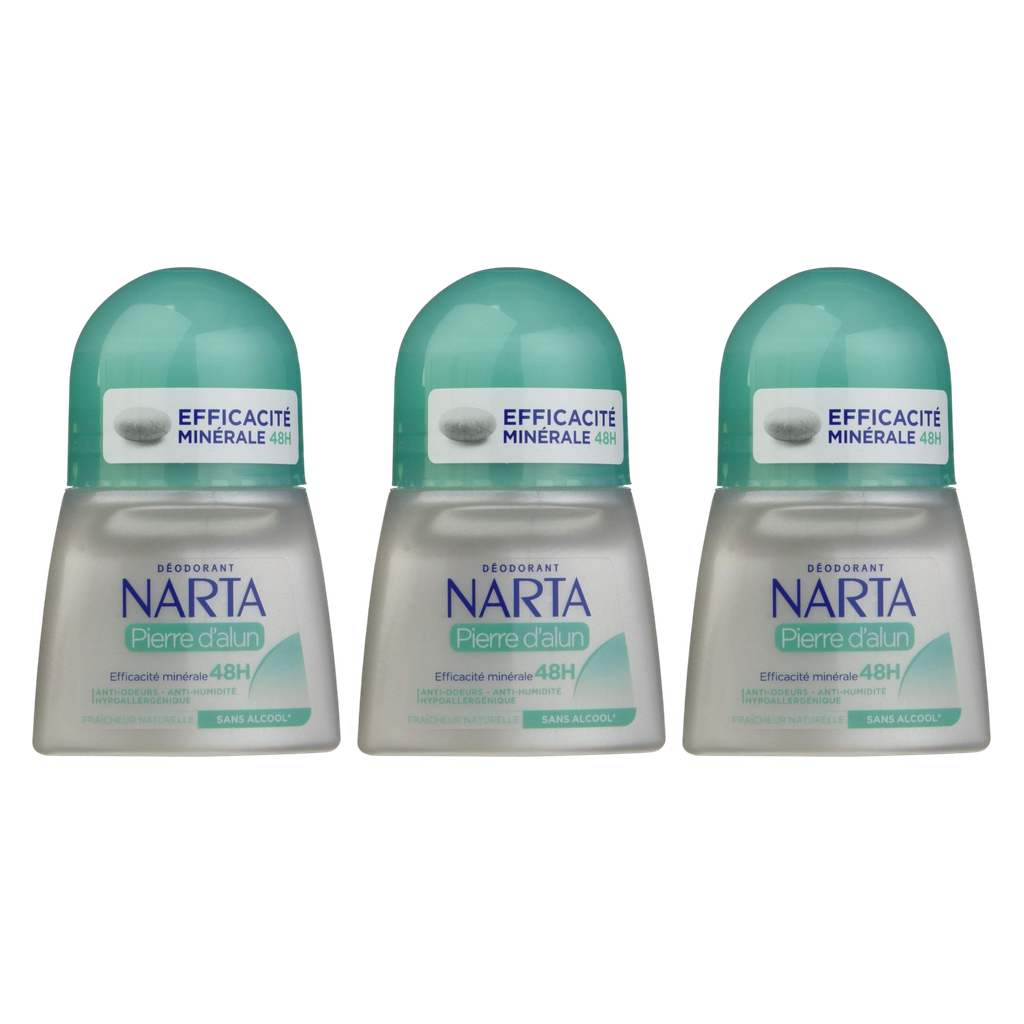 Narta Pierre d'Alun Roll On Deodorant Pour Homme & Femme - Pack of 3