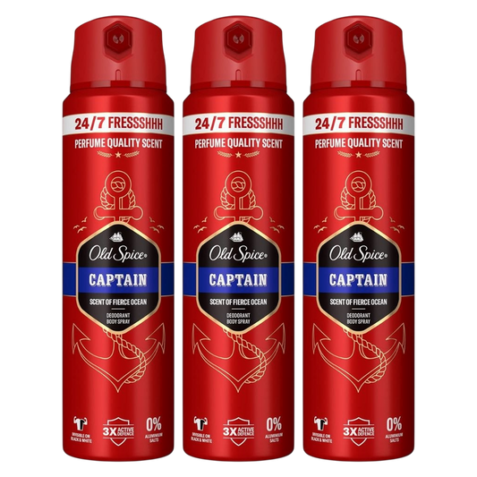 Old Spice Captain Deodorant Spray Pour Homme - Pack of 3