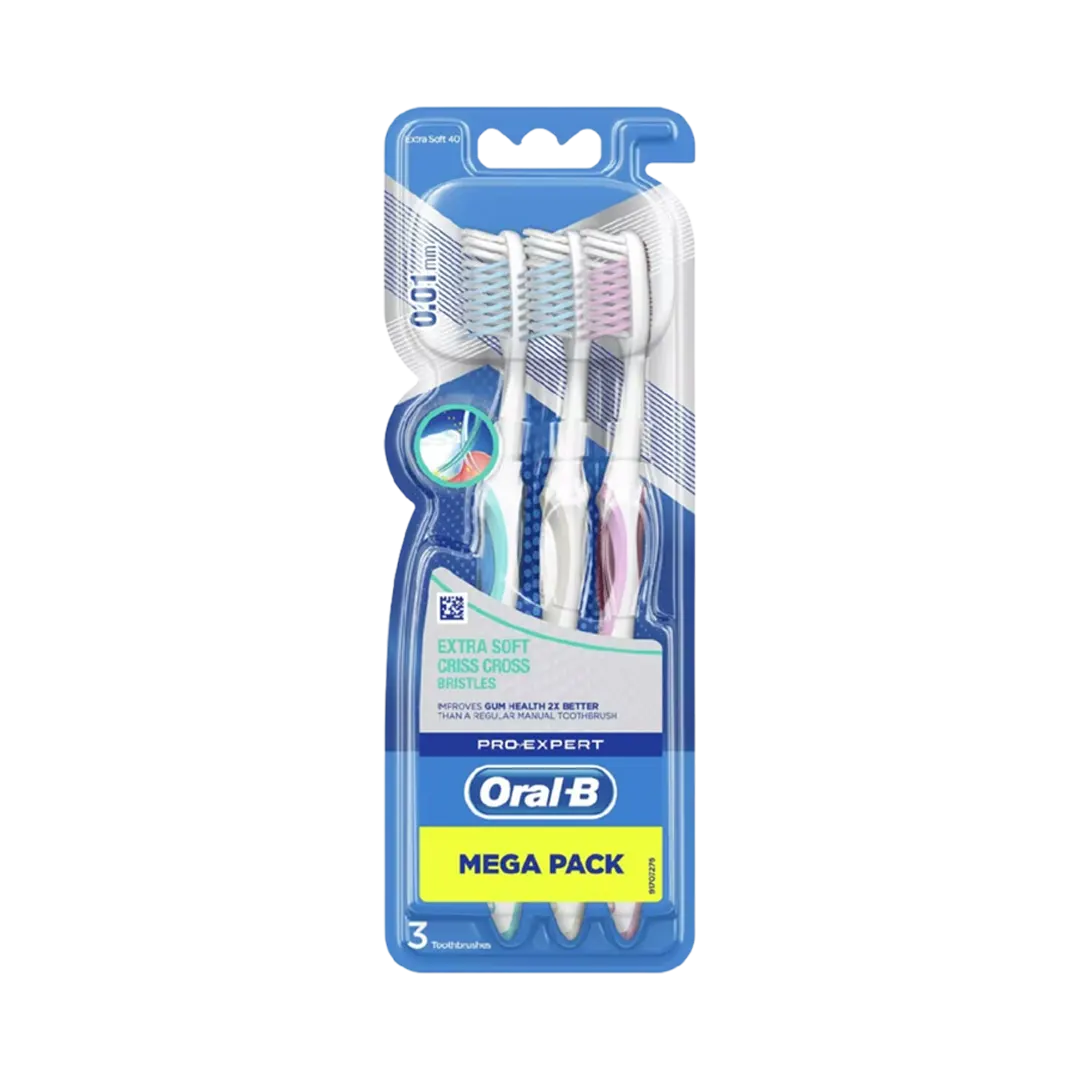 Oral-B Pro Expert Extra Soft Criss Cross Bristles Toothbrush Mega Pack - 3 Pcs