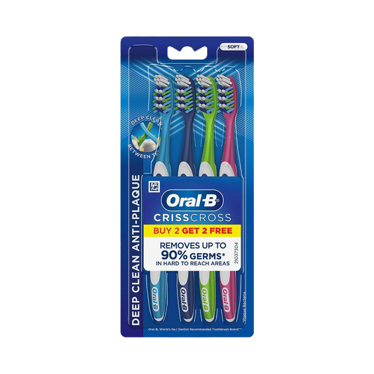Oral-B Criss Cross Bristles Medium Toothbrush Family Pack - 4 Pcs