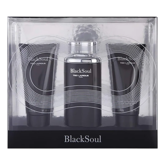 Ted Lapidus Black Soul Eau De Toilette Men's Gift Set - 3Pcs