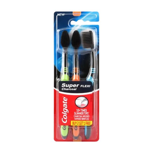 Colgate Super Flexi Charcoal Soft Toothbrush - 3 Pcs